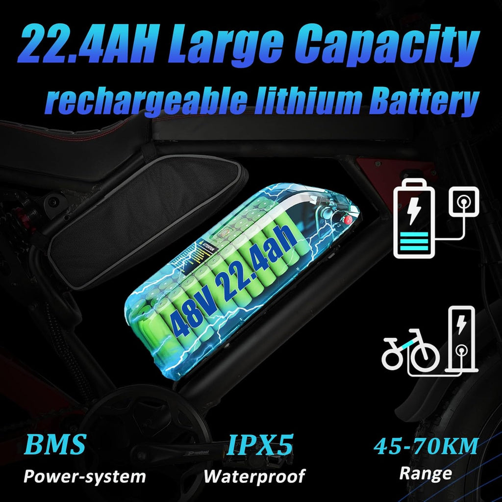Fat Tire Electric Bike 2000W Dual Motor 20inch 48v 22.4ah A4804