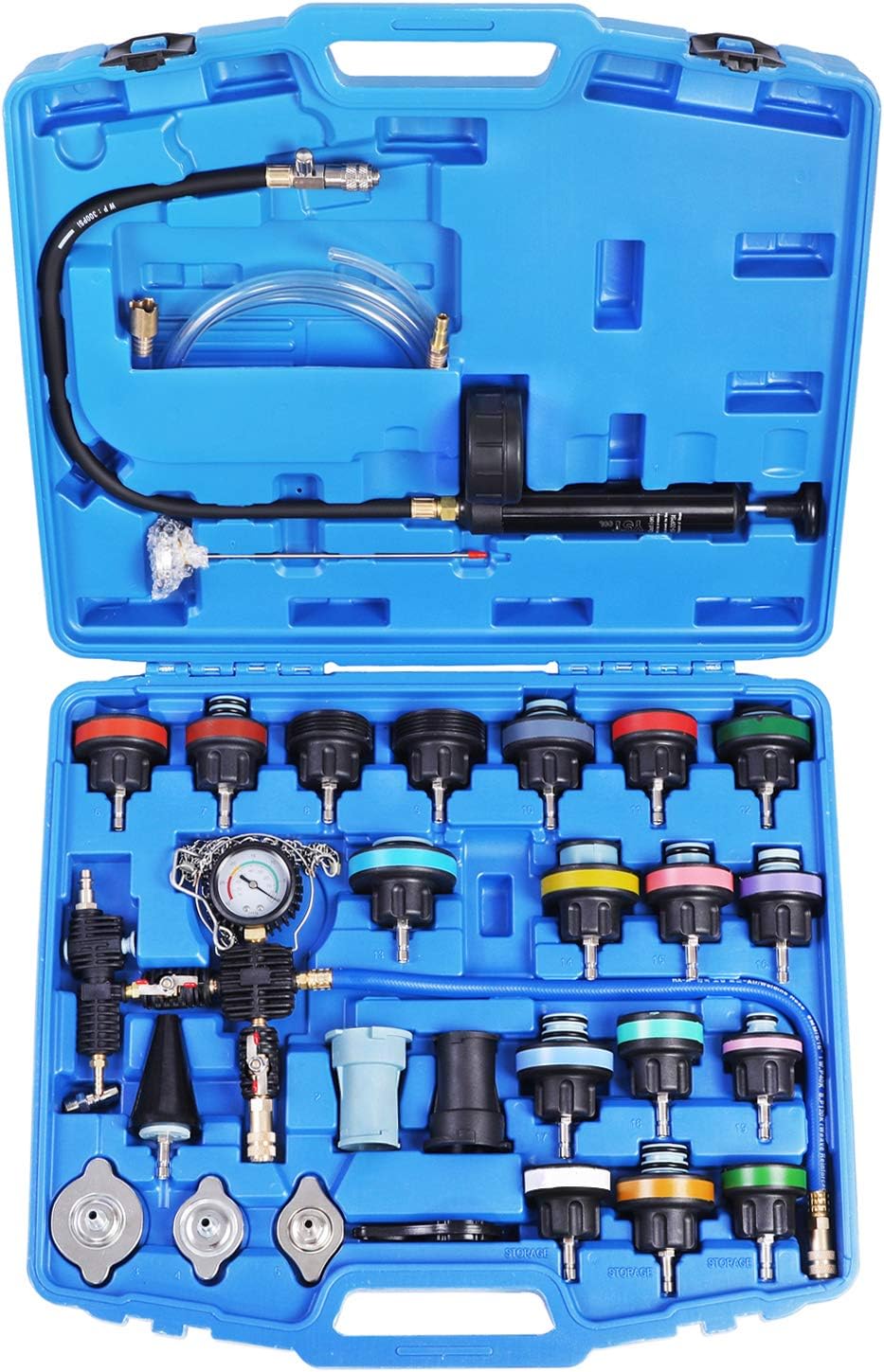 28PCS Radiator Pressure Tester Cooling System Purge Refill Kit D135