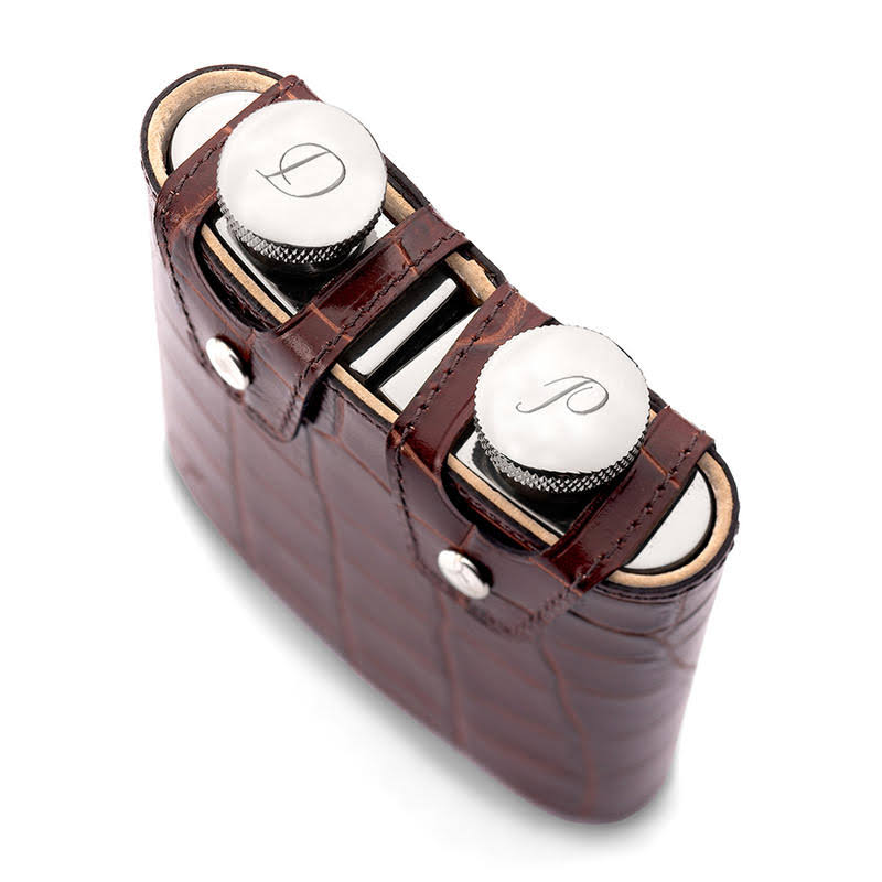 Black Leather Hip Flask V721