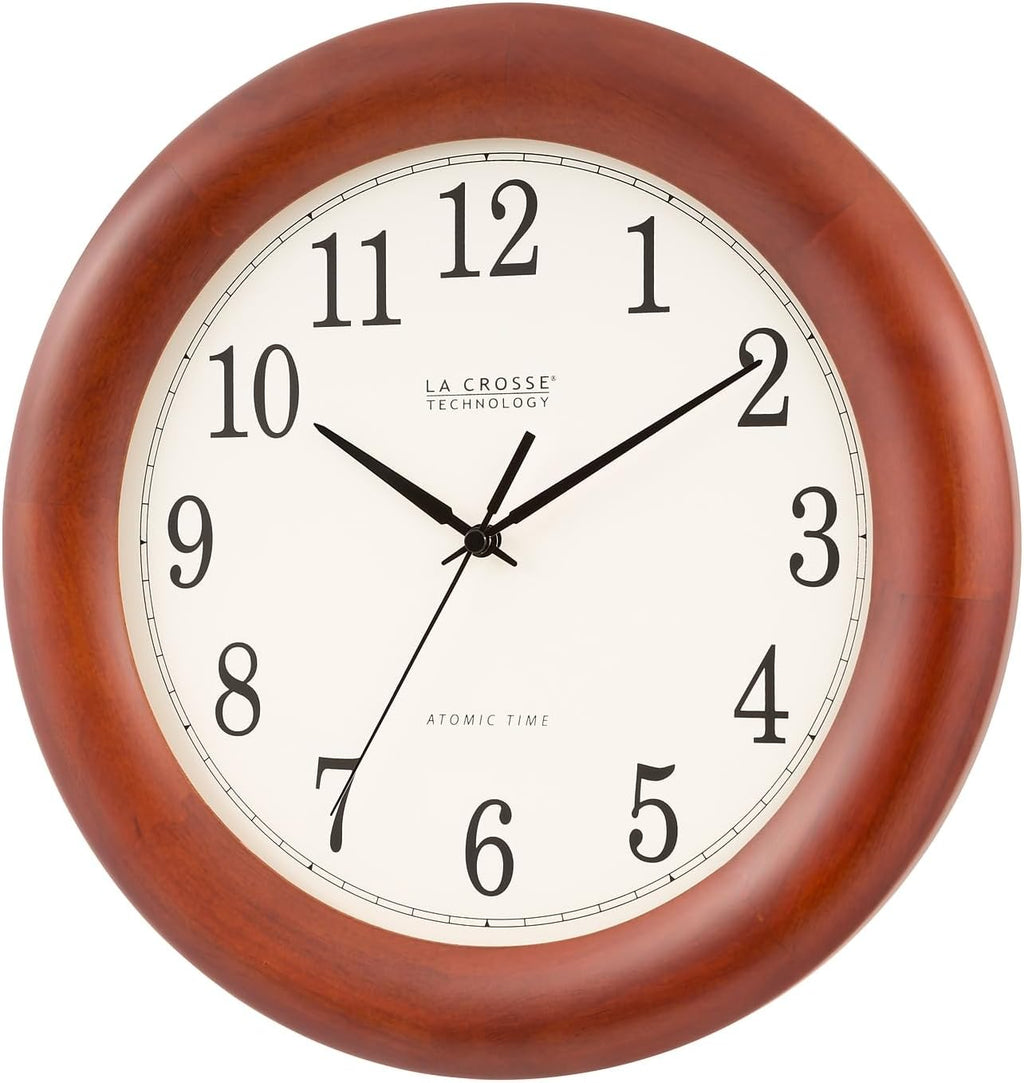 12.5 Inch Cherry Wood Atomic Analog Clock Z992767