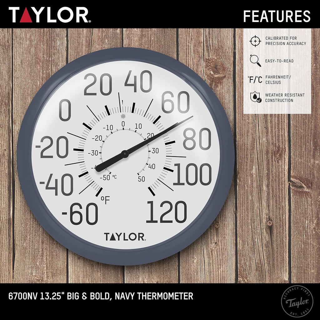 Navy 13.25 Inch Wall Thermometer O719559
