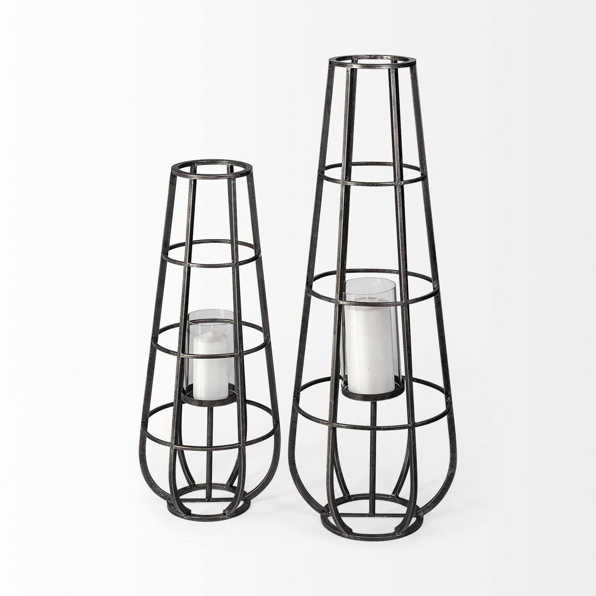 Black Metal Candle Holder Lantern P303