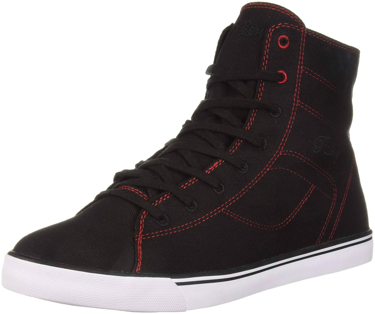 Black / Red Stretch Canvas High Tops K73436