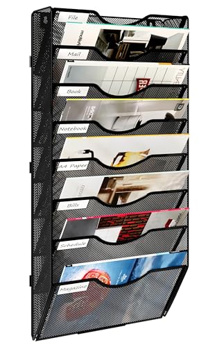 Black 12 Pockets Hanging Wall File Organizer L994546