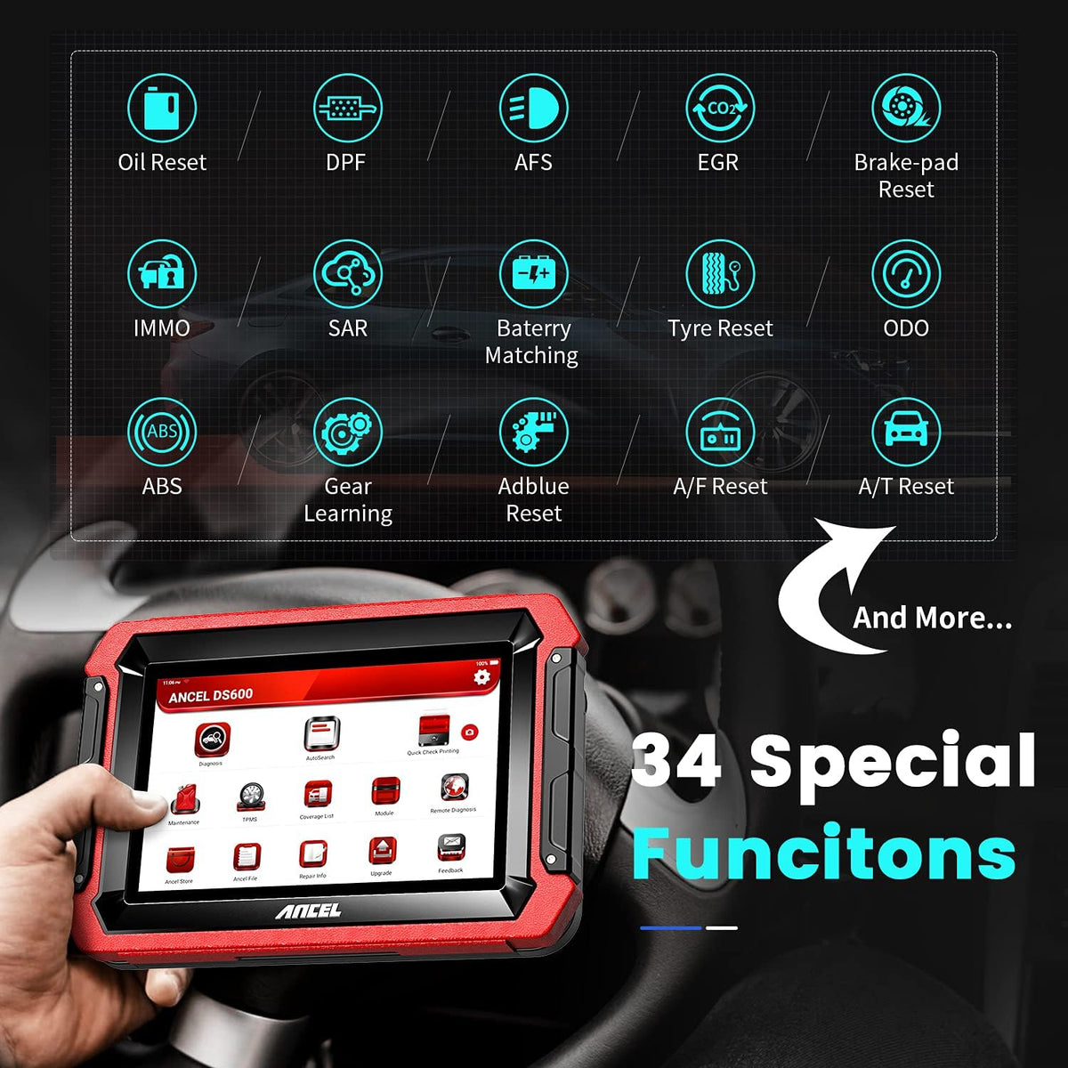OBD2 Scanner with 34 Reset Functions J250