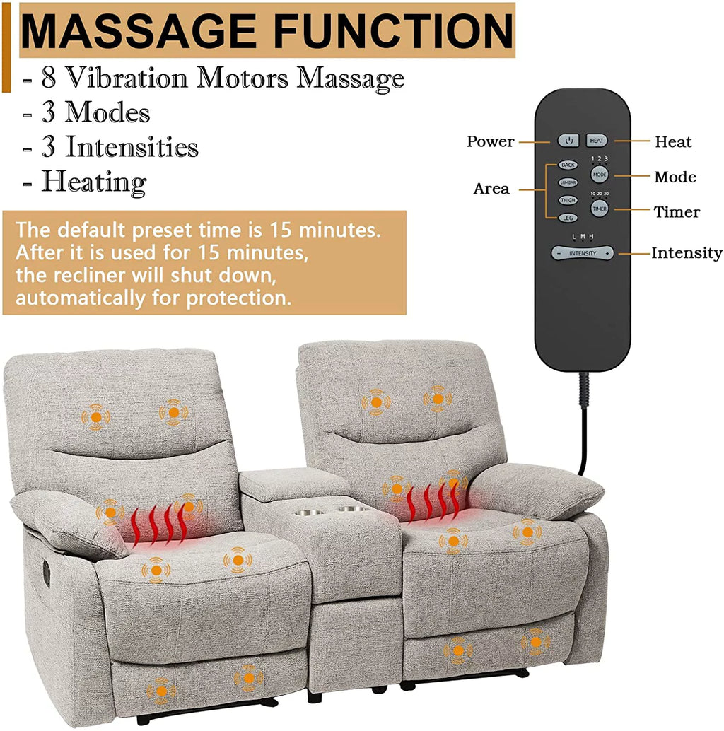 Fabric Double Reclining Loveseat with Console F168567