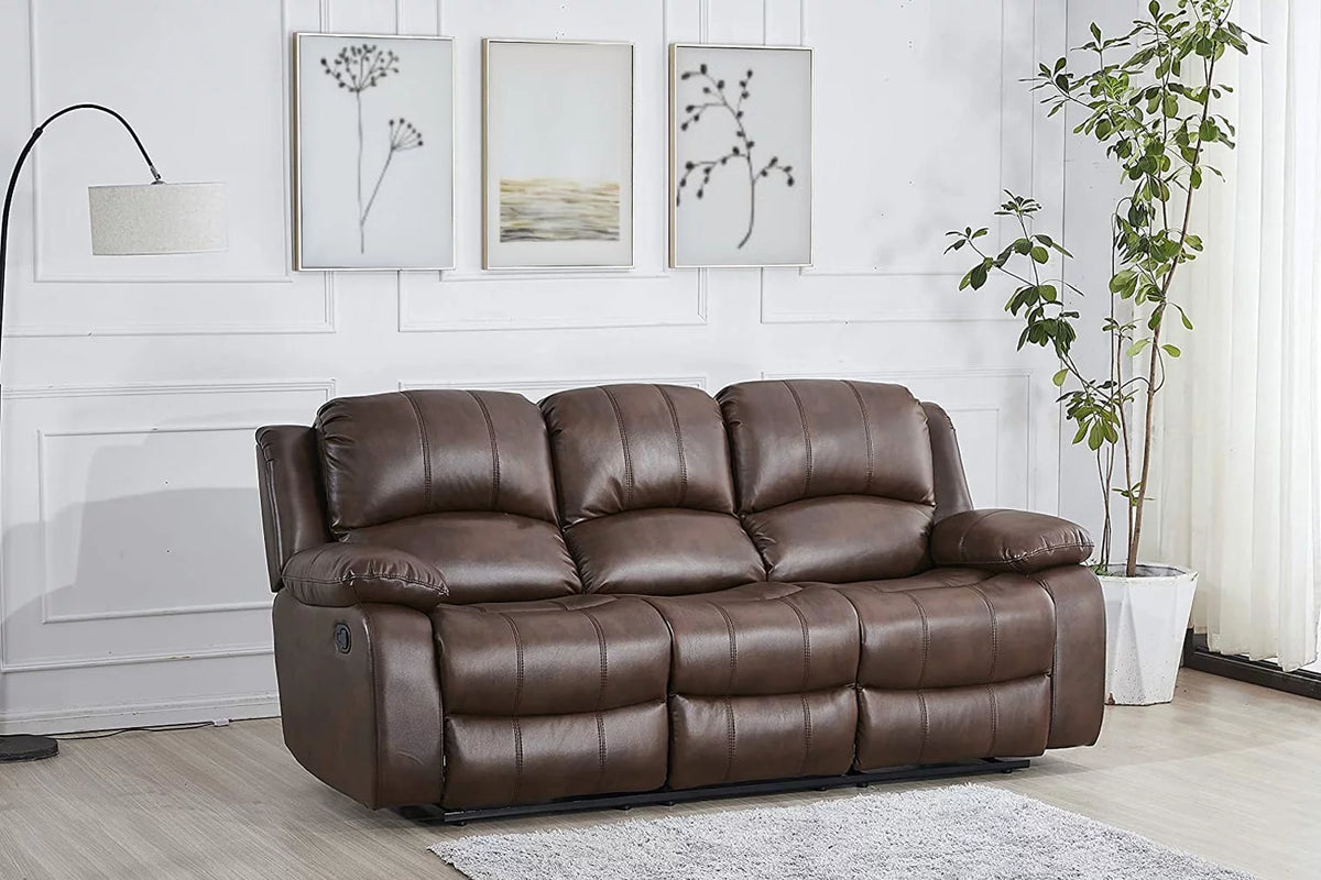 Brown Bonded Leather Recliner Sofa L601389