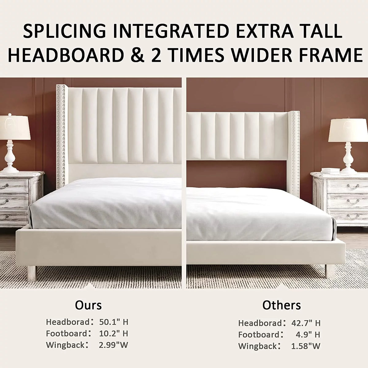 Queen Upholstered Wingback Bed Frame C842139