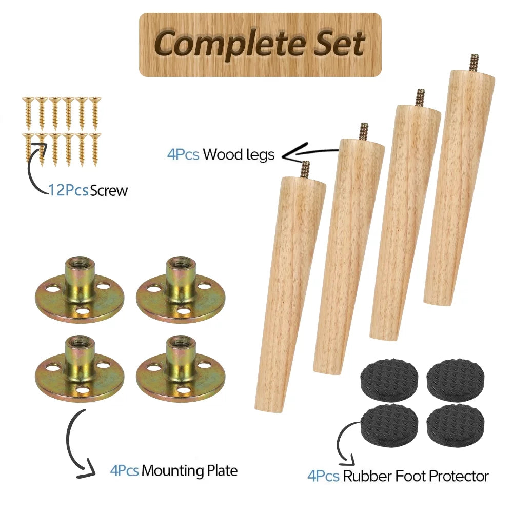 Wood Tapered Furniture Legs Set of 4 H8032