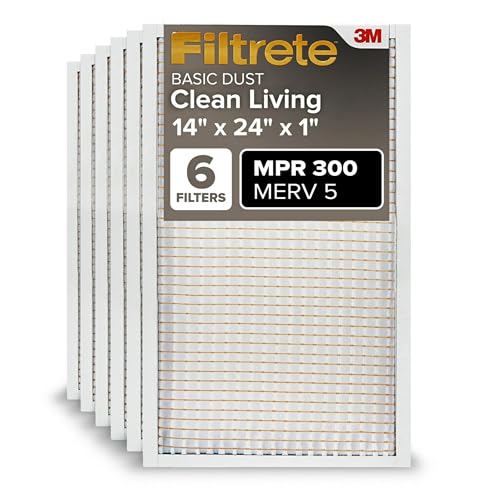 16x25x1 Pleated Electrostatic Air Filter, MERV 5, 6-Pack C973
