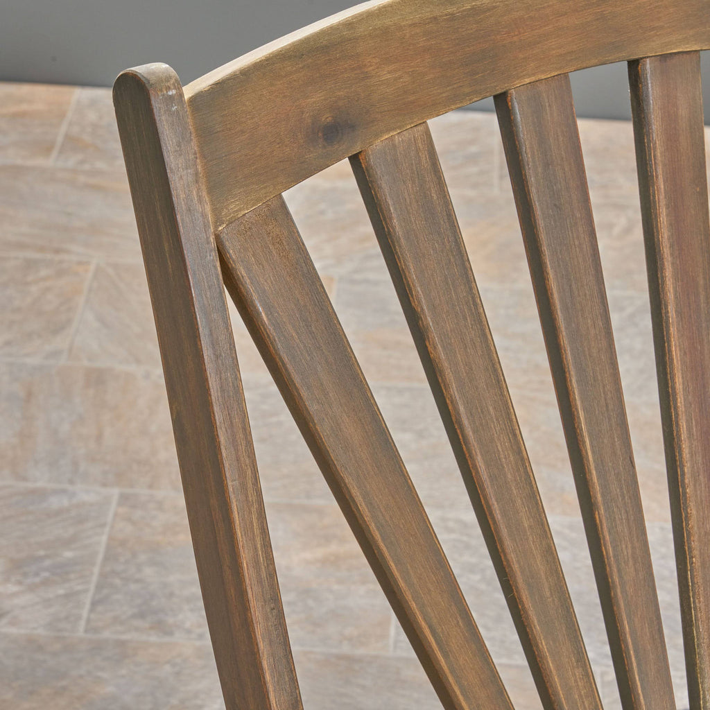 Rustic Acacia Wood Recliner Rocking Chair with Side Table D2410