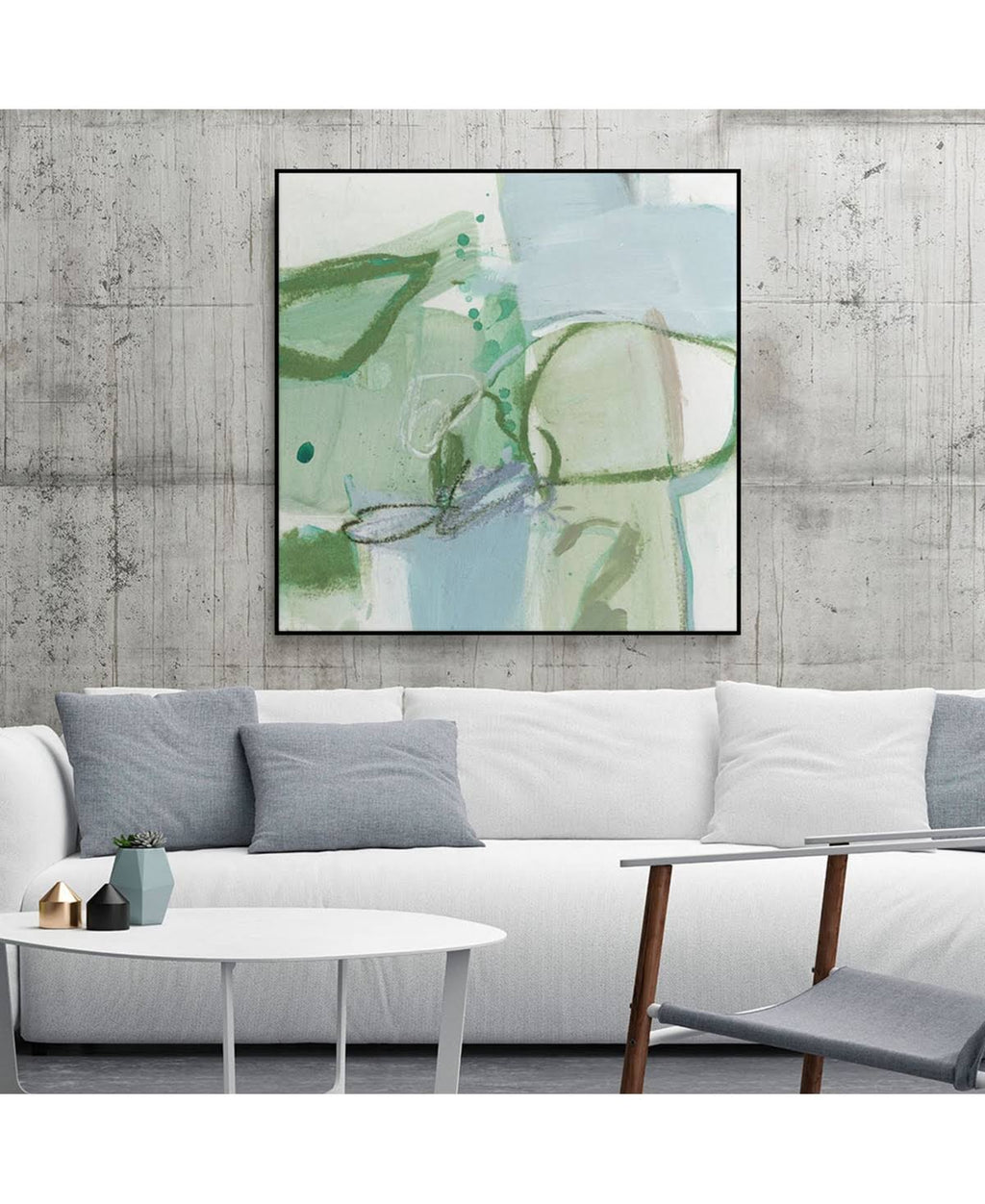 Olive Green Framed Canvas Art Block G28530