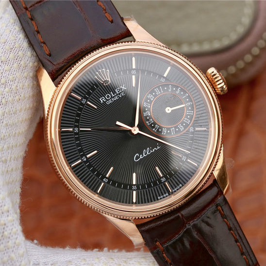 Brown Leather Strap Multicolor Dial Time Date M199