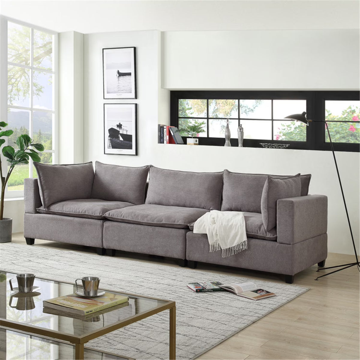 Light Gray Fabric Sofa Q151