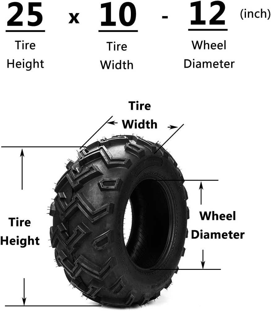 2PCS 25x10-12 ATV UTV Tire Set 6 Ply D78733