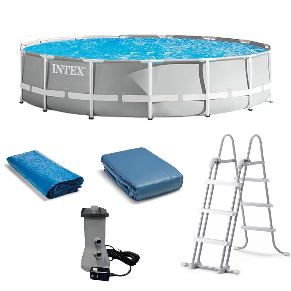 15 Foot x 42 Inch Prism Frame Above Ground Swimming Pool Set with Filter Q8588
