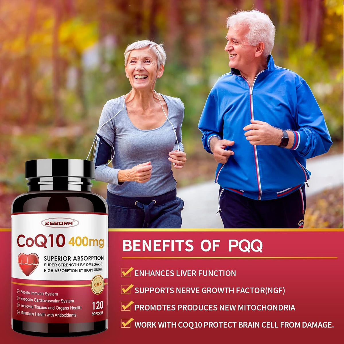 CoQ10 400mg Softgels with PQQ, BioPerine & Omega-3, 120 Servings W259