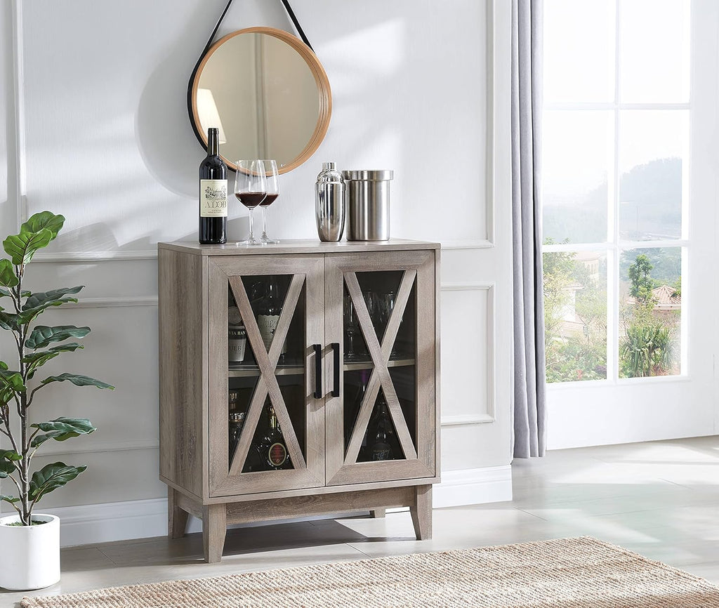 Small Cabinet Sideboard with Glass Doors in Mahogany D36845
