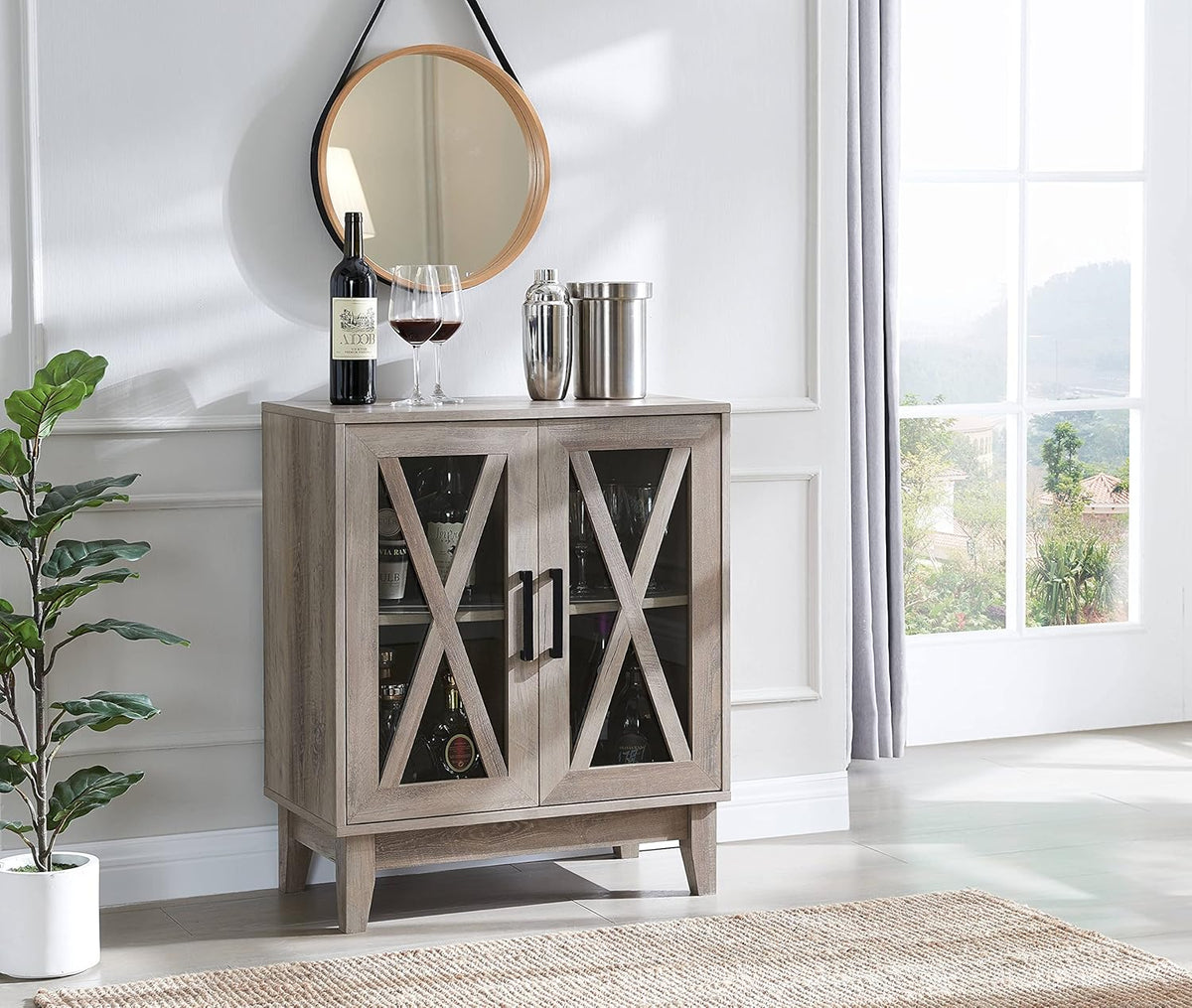 Small Cabinet Sideboard with Glass Doors in Mahogany D36845