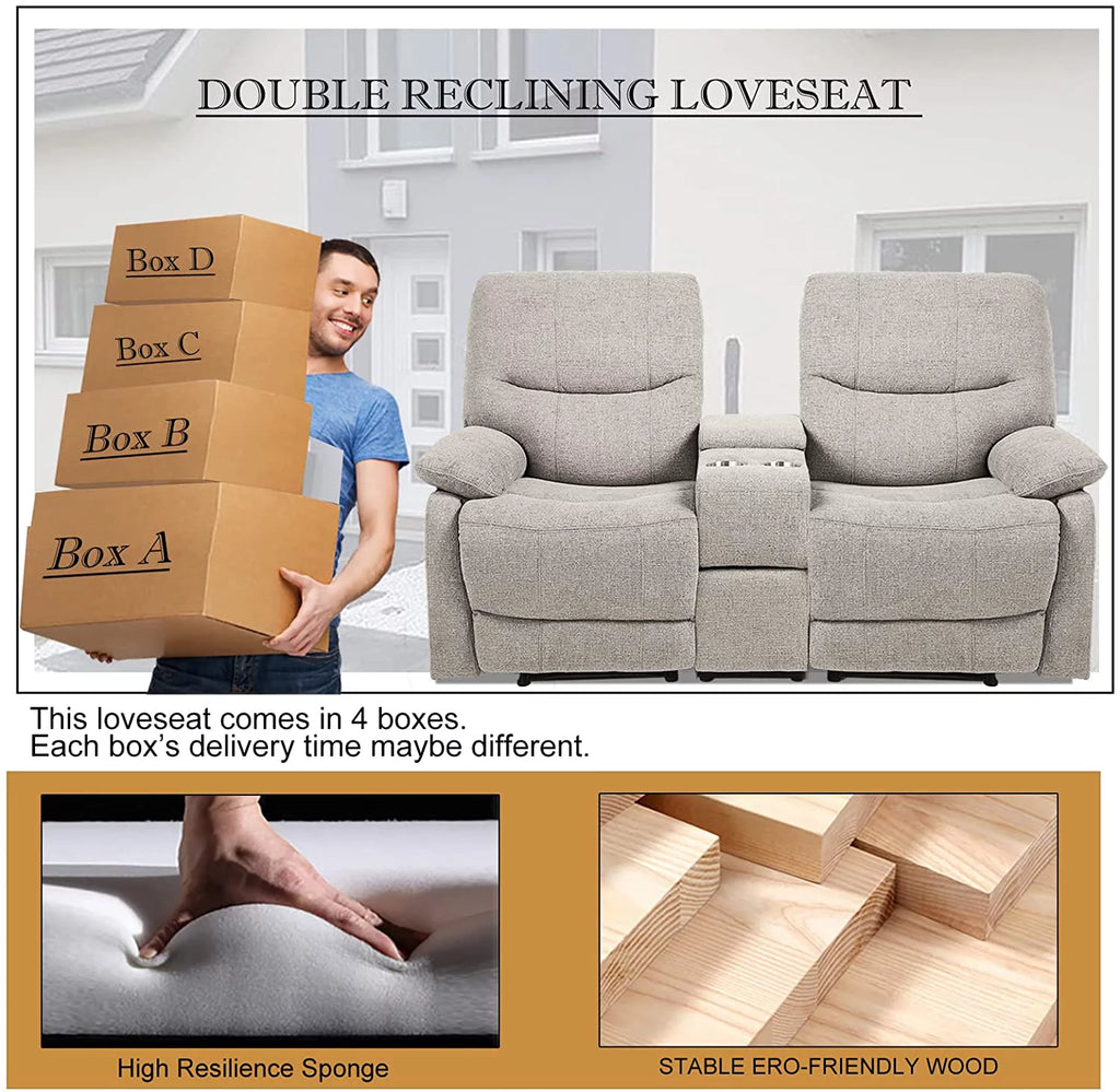 Fabric Double Reclining Loveseat with Console F168567