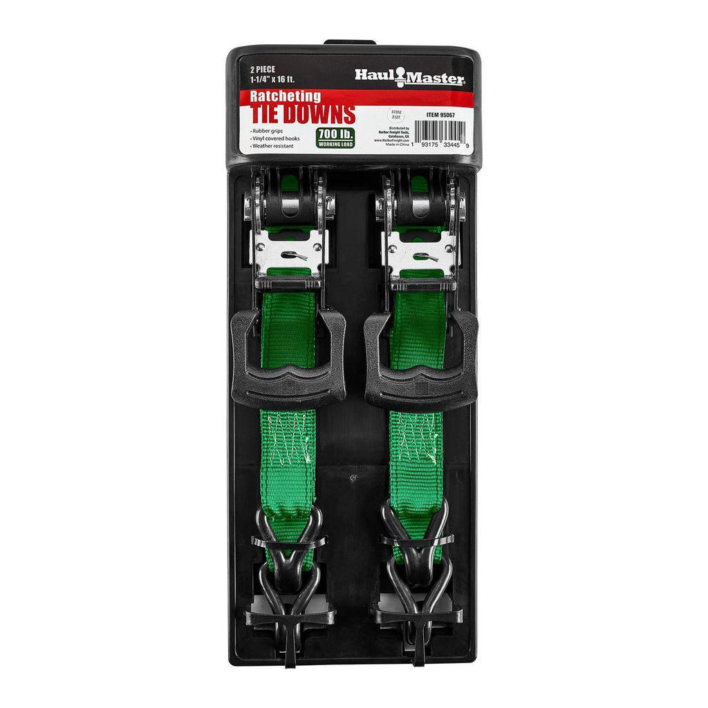 700 lb. Capacity 1-1/4 in. x 16 ft. Ratcheting Tie-Downs, 2-Pack J44412