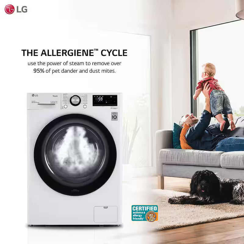 24 in. W 2.4 Cu. Ft. Compact Stackable Smart Front Load Washer in White with Steam D849150