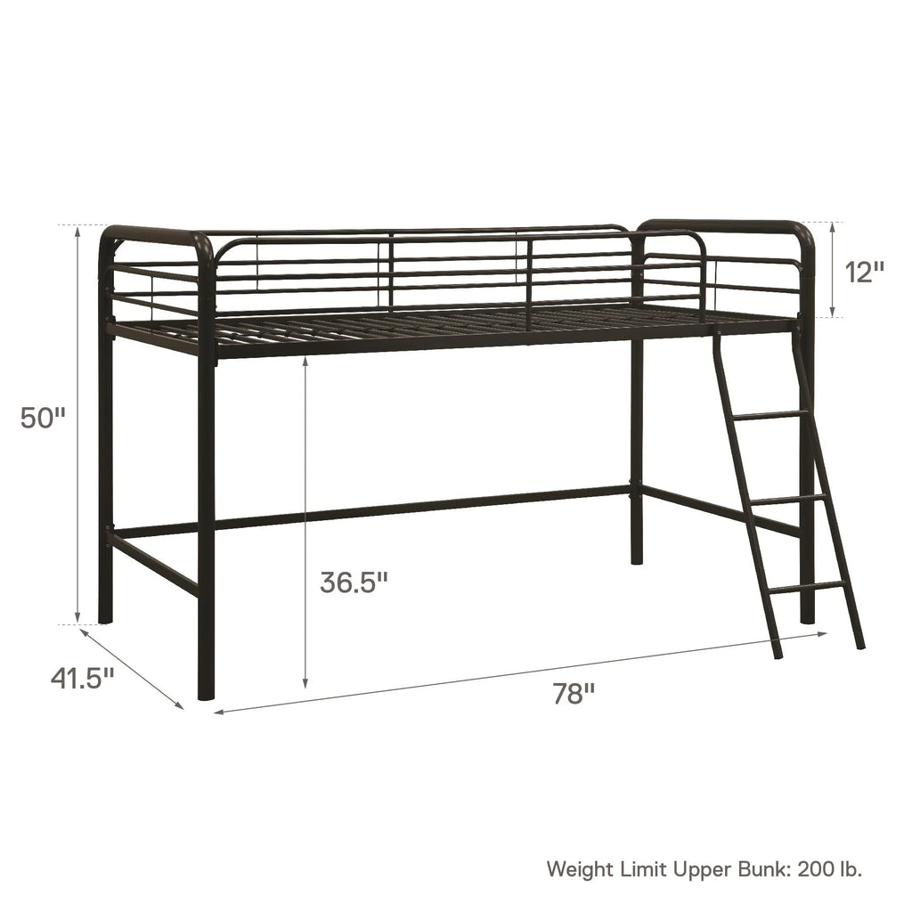 Black Twin Metal Kids Loft Bed Z6670