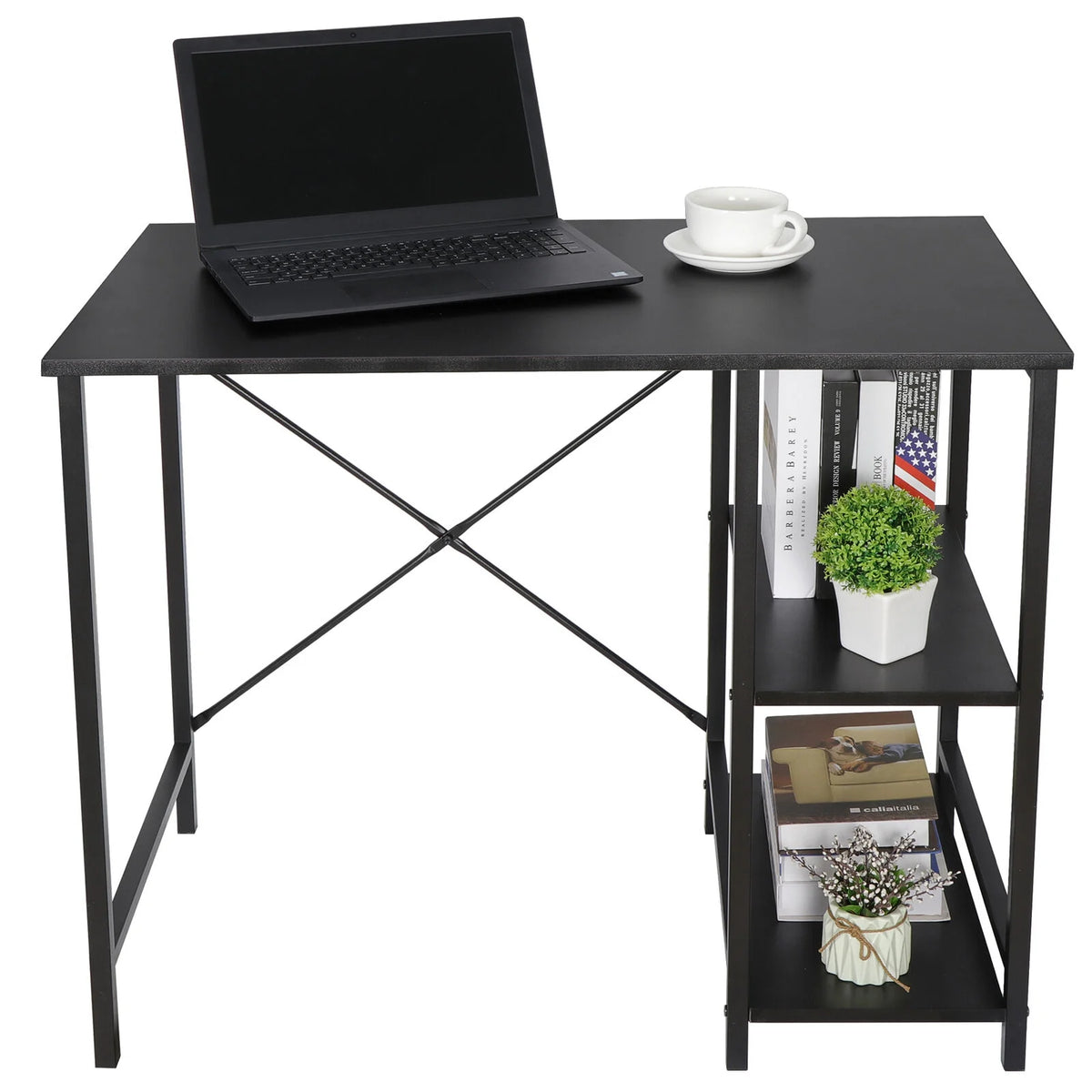 36" Computer Desk with 2 Tier Shelf F8198