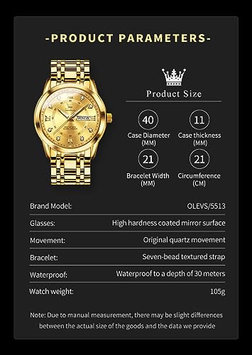 Mens Diamond Quartz Stainless Steel Waterproof Luminous Day Date Watch N468