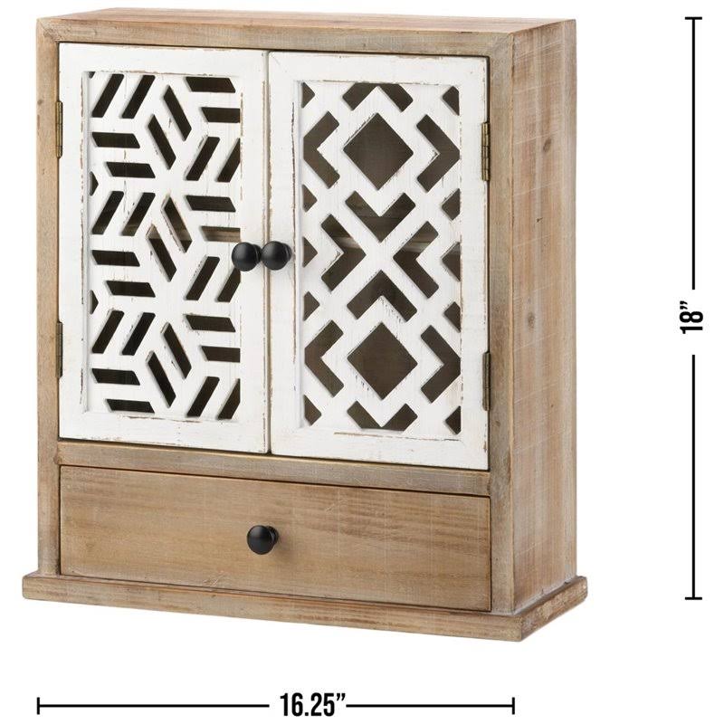 White Geo Pattern Wall Cabinet D740365