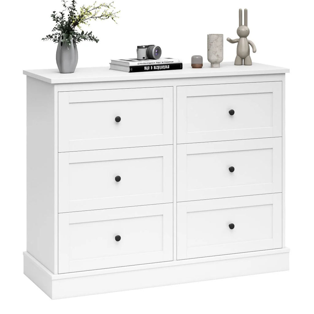 White 6 Drawer Wood Dresser U296