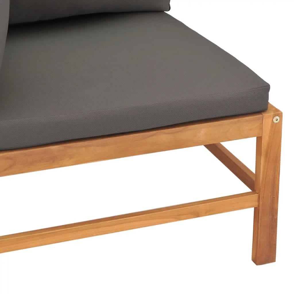 2 pcs Dark Gray Cushions Solid Teak Wood Corner Sofas P608