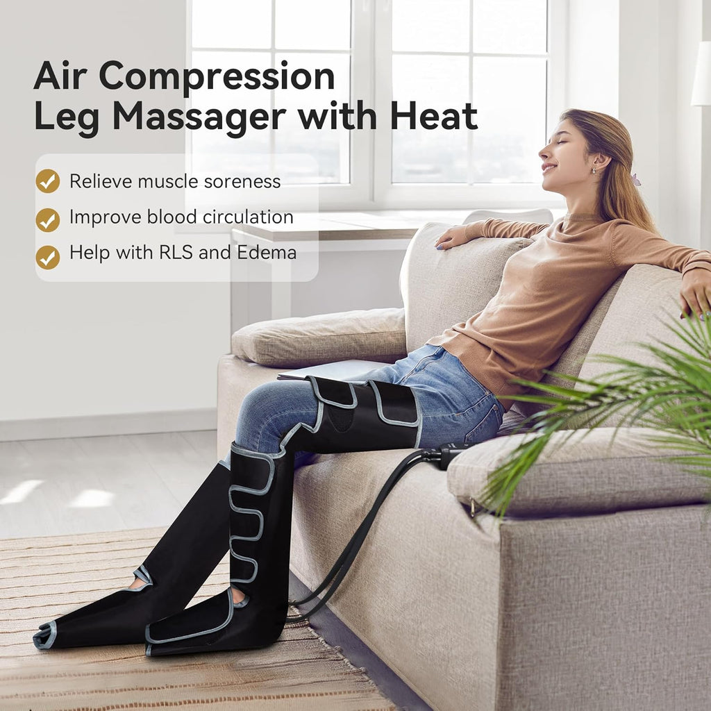 Full Leg Massager with Heat, Air Compression Massager for Foot Calf & Thigh D337771