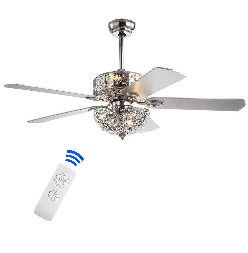 52" 6-Light Metal Wood LED Ceiling Fan M204