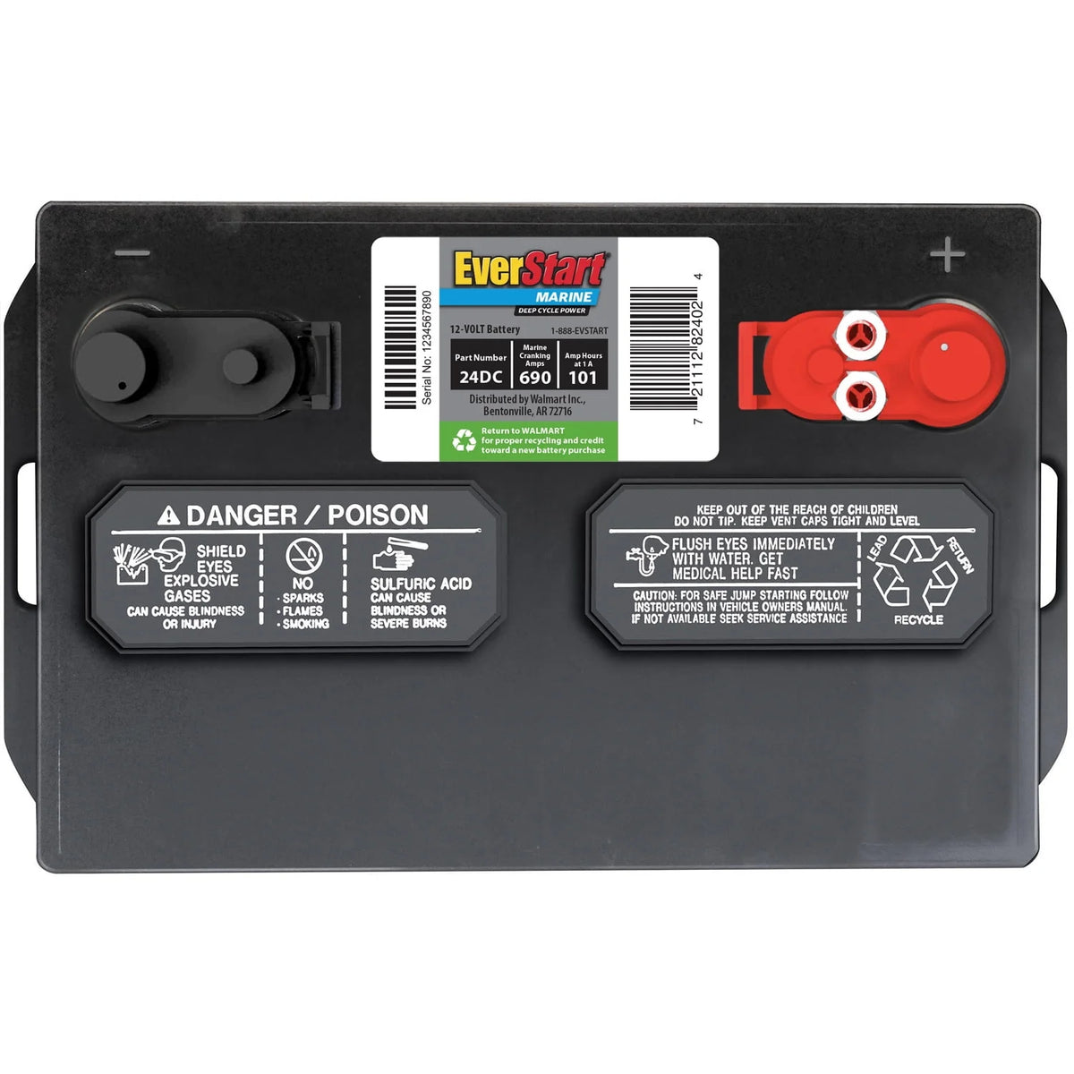 Lead Acid Marine & RV Deep Cycle Battery, Group Size 24DC 12 Volt, 690 MCA M307583