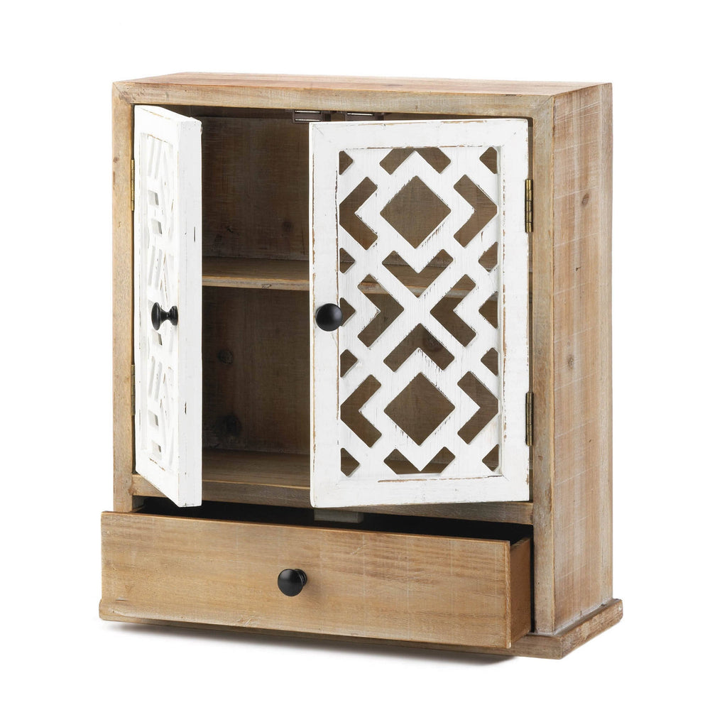 White Geo Pattern Wall Cabinet D740365