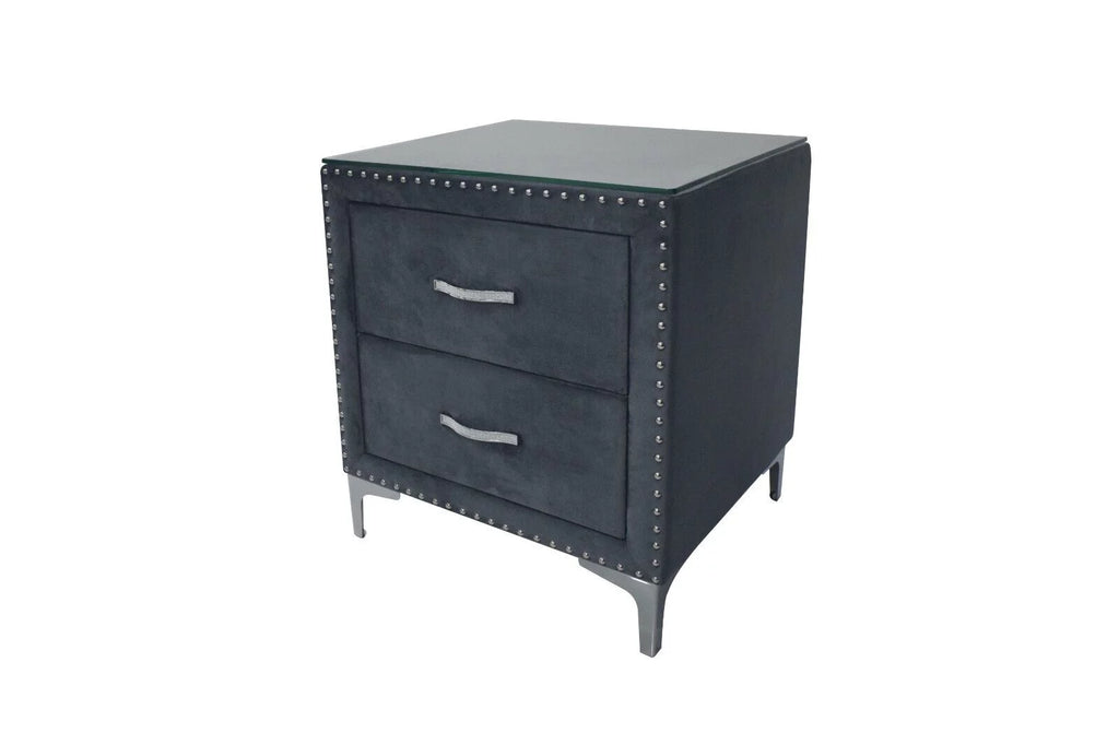 Dark Gray Velvet 3pc King Size Bedroom Set H646