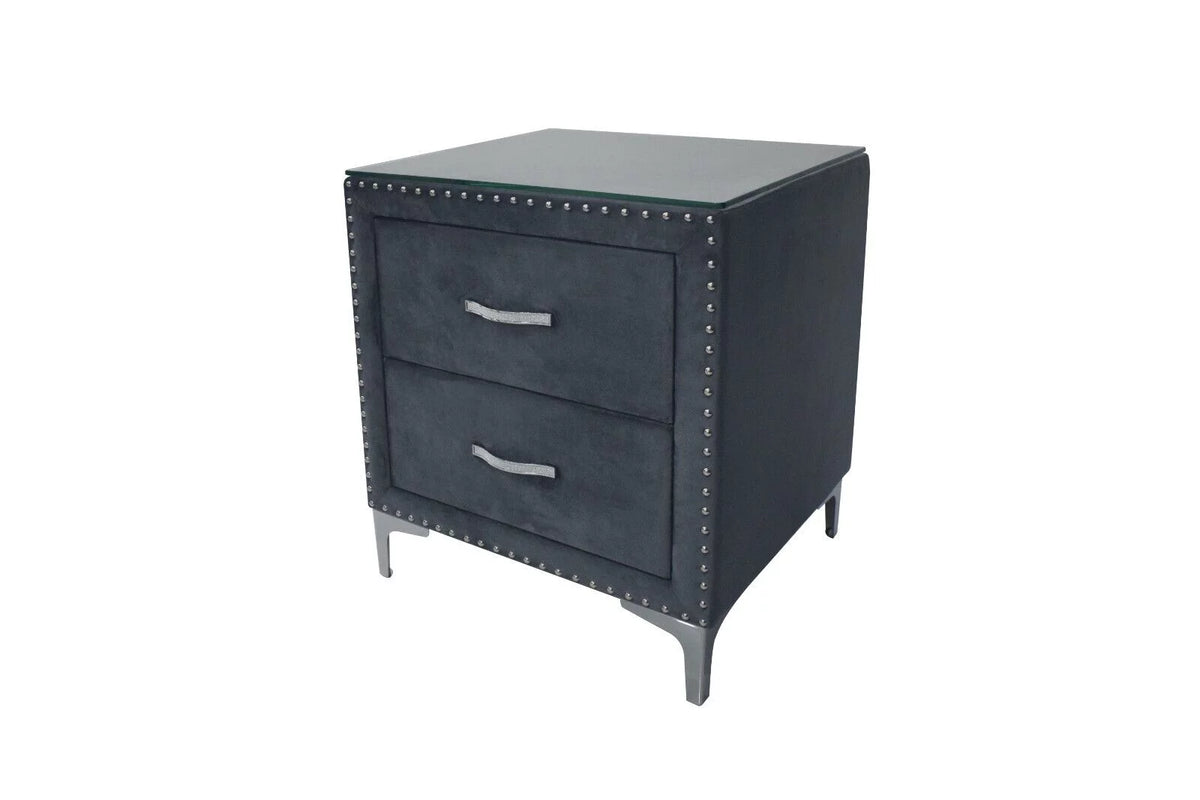 Dark Gray Velvet 3pc King Size Bedroom Set H646