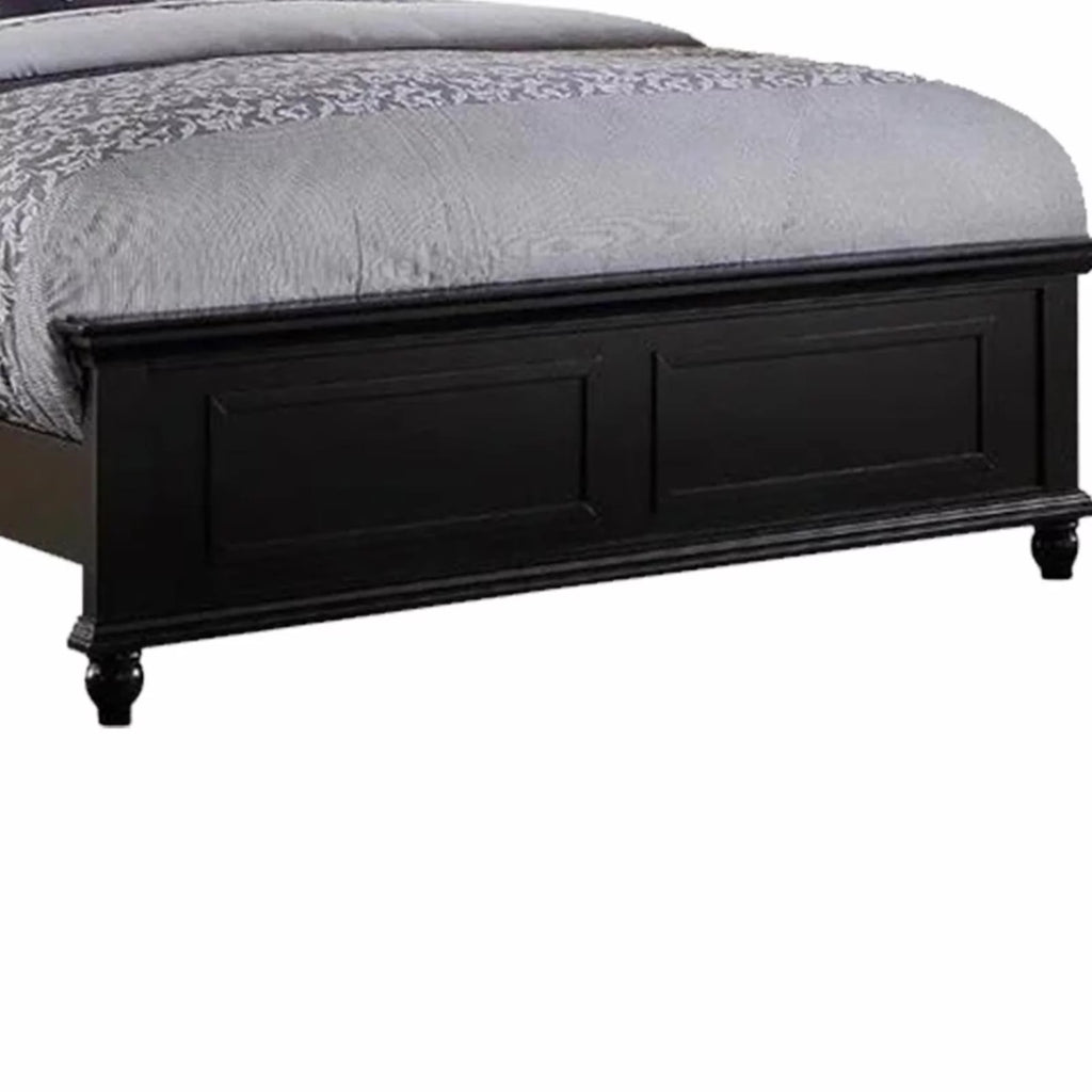 King Wooden Bed Dark Walnut Veneer White B117221