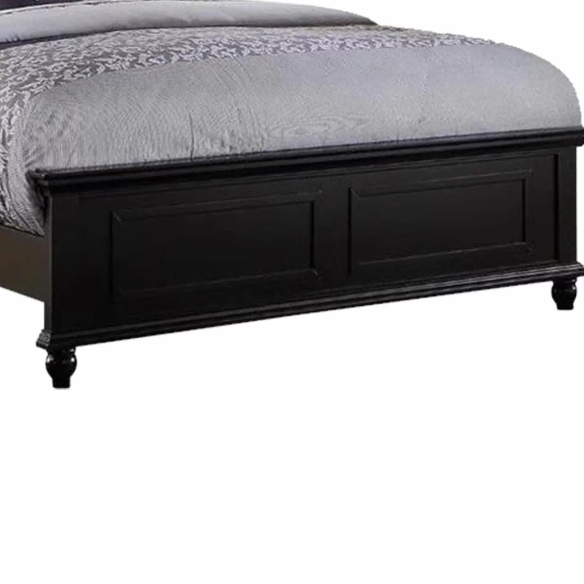 King Wooden Bed Dark Walnut Veneer White B117221