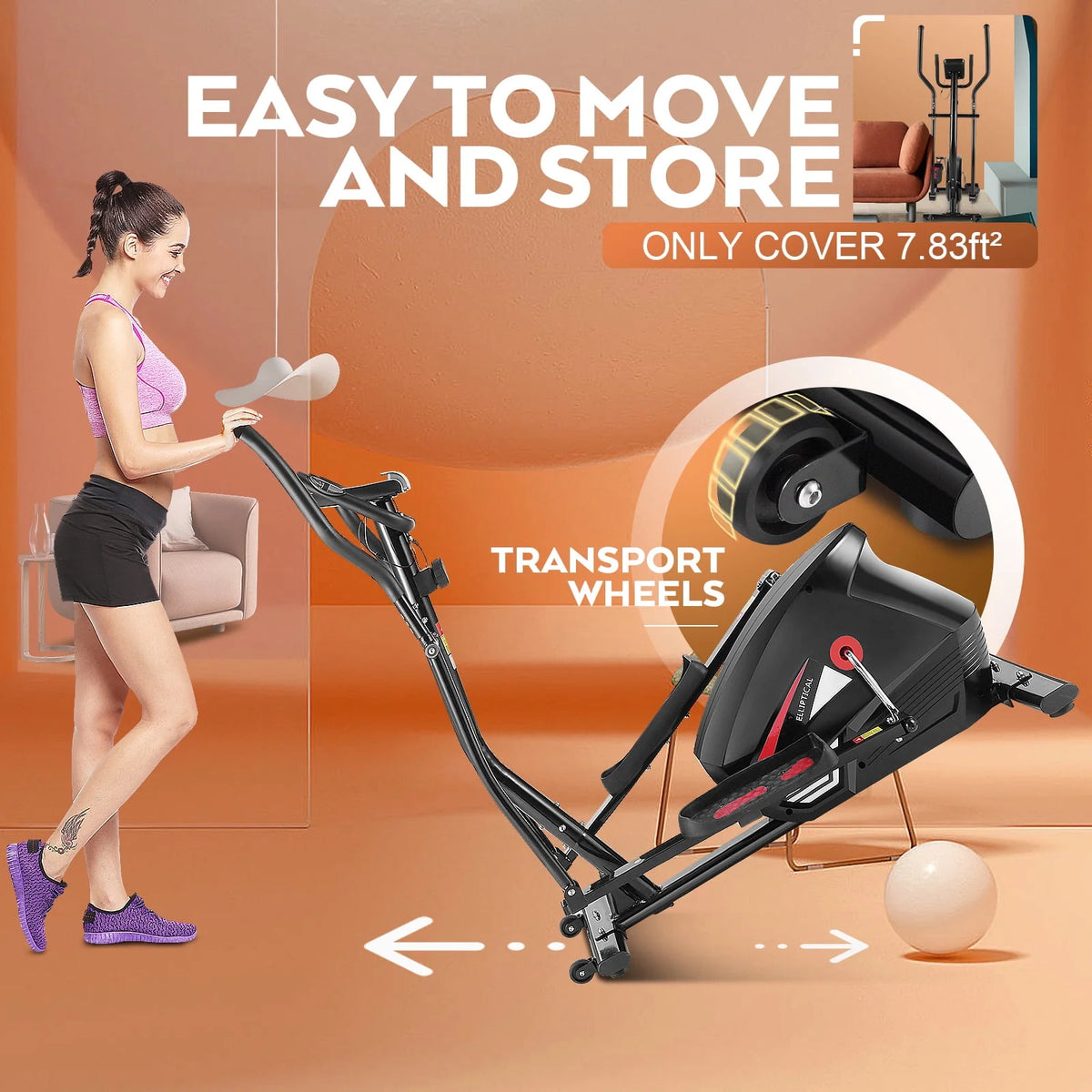 Elliptical Machine with 10 Levels Magnetic Resistance & LCD Display I171550