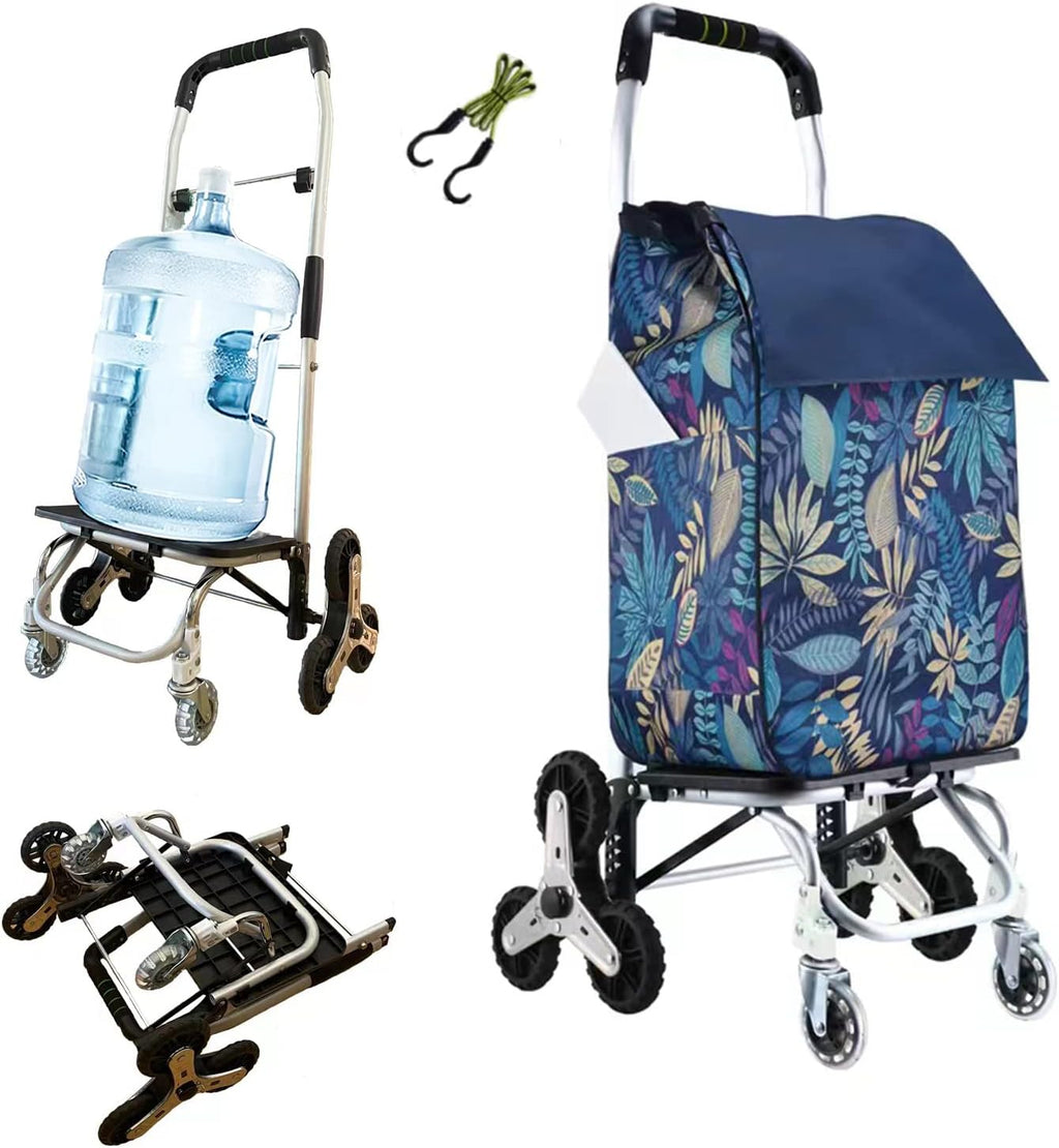 Foldable Cart with Aluminum Frame, Waterproof Canvas, 8 Wheel, Navy Blue, Pack of 2 X21725