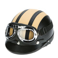 Motorcycle Scooter Open Face Half Leather Helmet with Visor UV Goggles 54-60cm Z69996