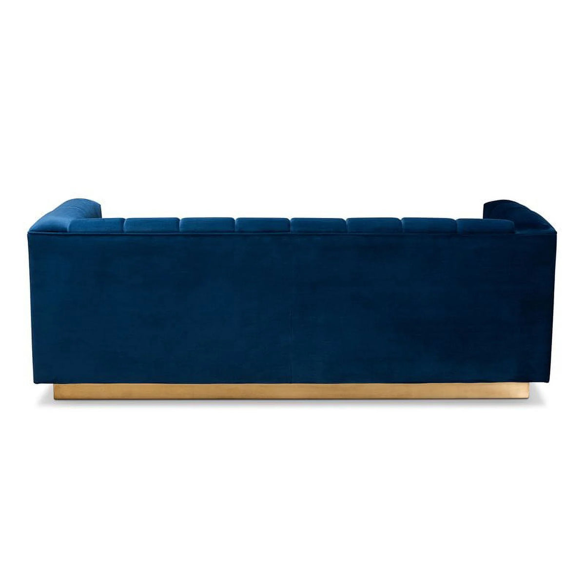 Navy Blue Gold Velvet Upholstered Sofa T5329