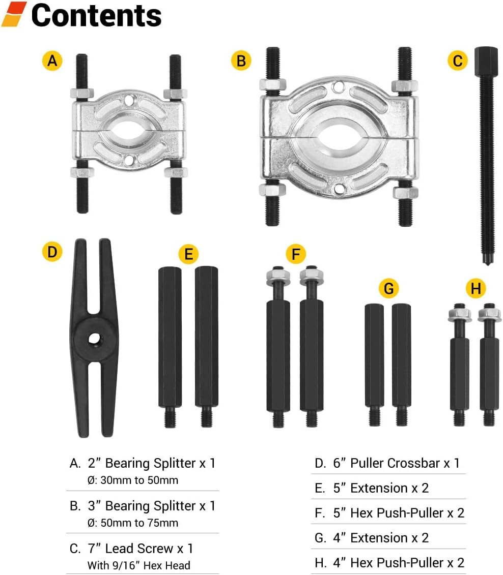12 Pcs 5 Ton Capacity Wheel Bearing Removal Tool Set L918859