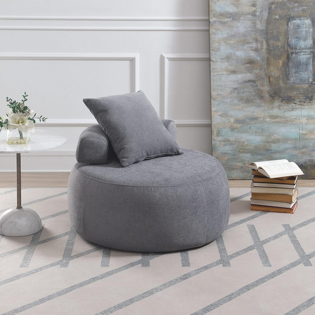 Light Gray Accent Barrel Chair with Pillow F540063