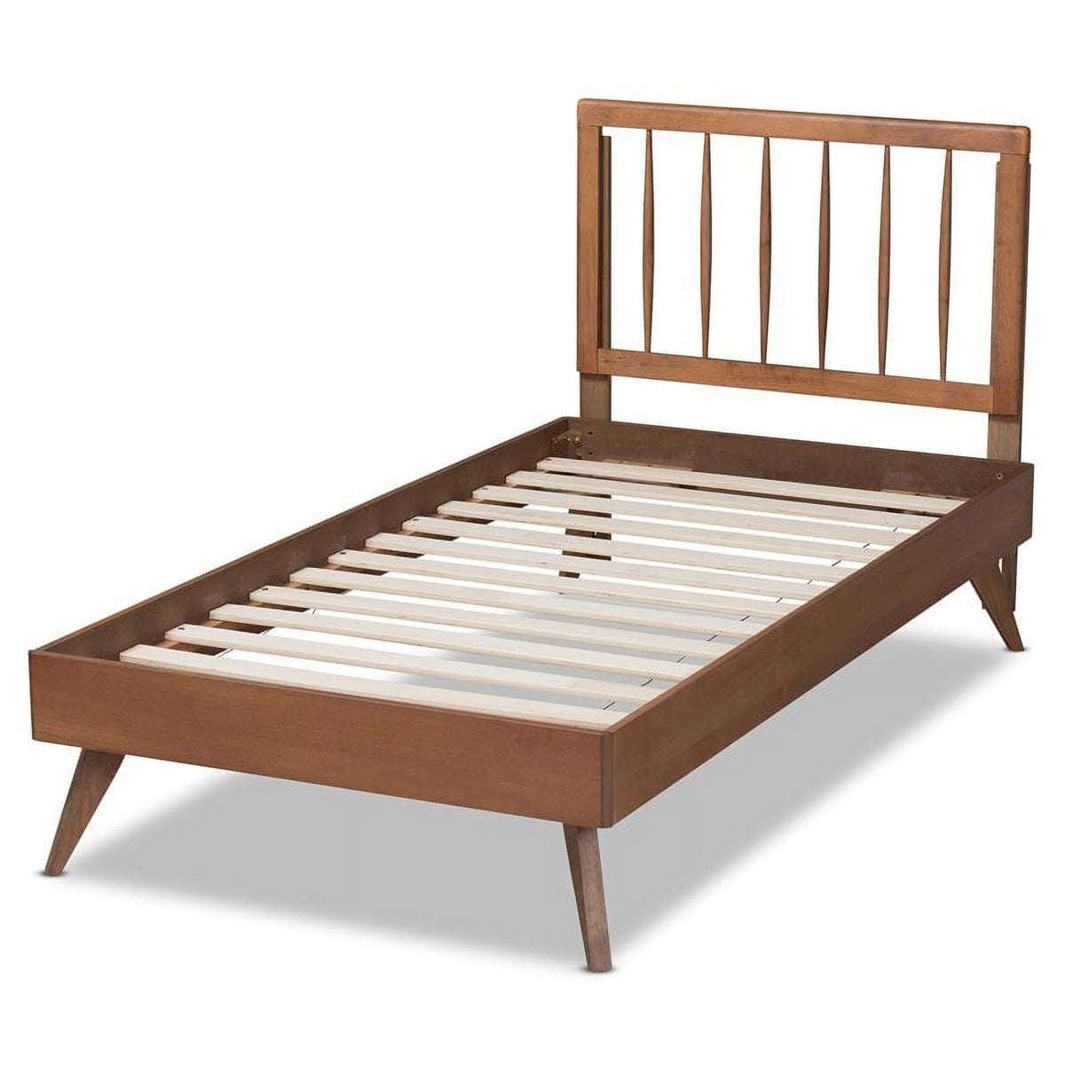 Ash Walnut Finished Wood Twin Size Platform Bed S43761
