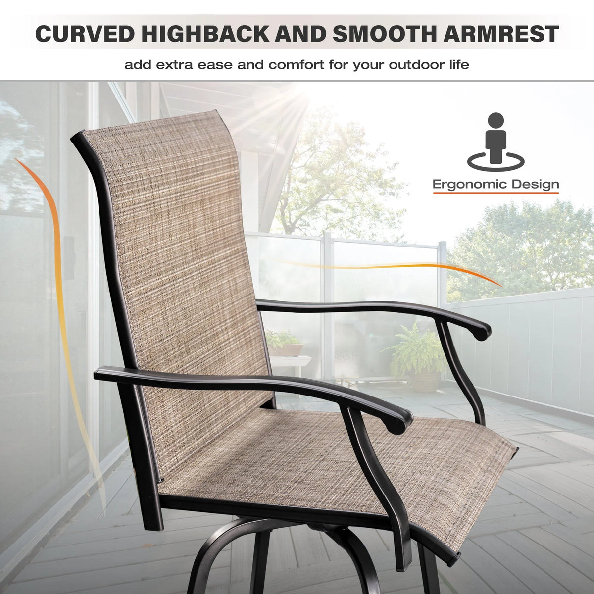 2 Pcs Outdoor Swivel Metal Bar Stools Z6297