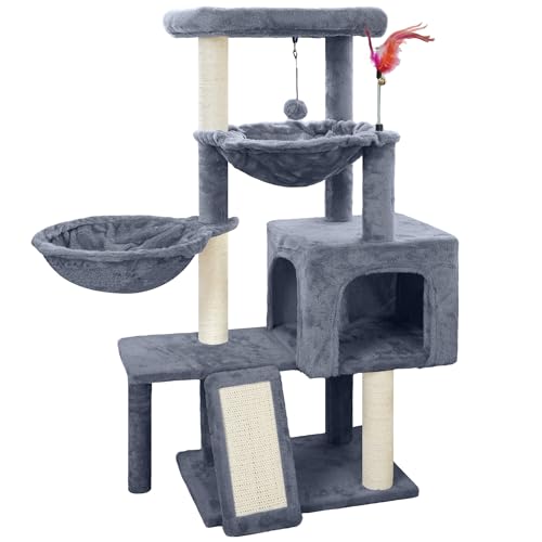 Grey Cat Tree with Condo and Hammocks G6028