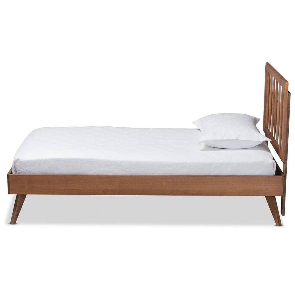 Ash Walnut Finished Wood Twin Size Platform Bed S43761